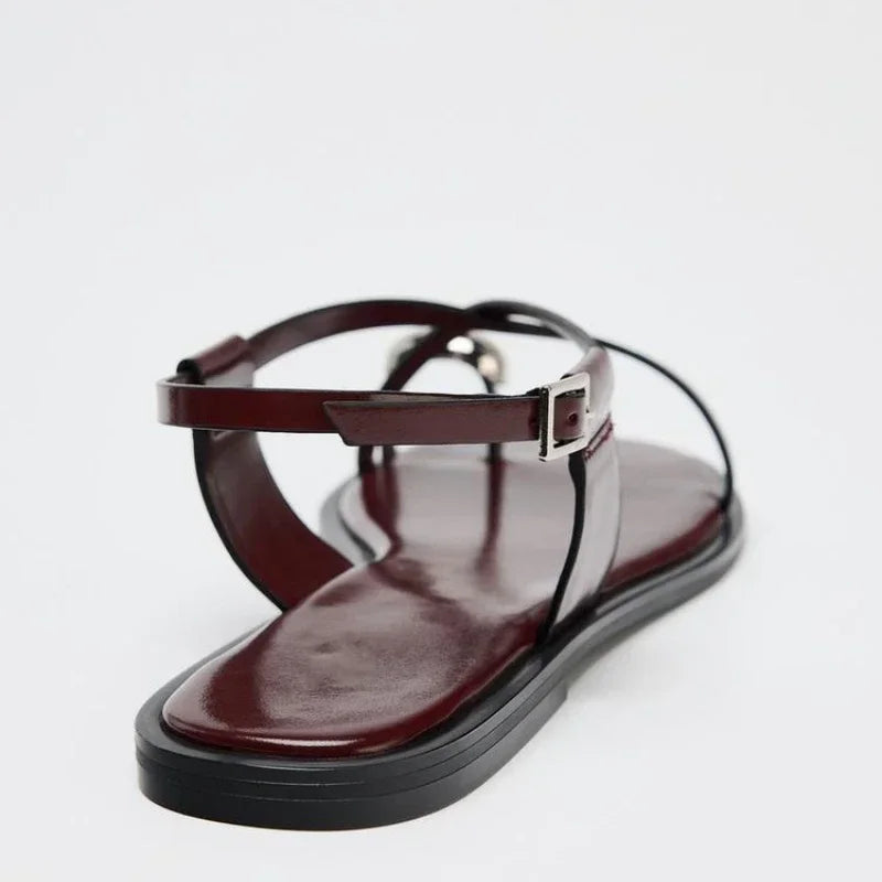 VALORIA | Women’s Cross-Strap Buckle Flat Sandals versatile footwear for vacations and daily outings
