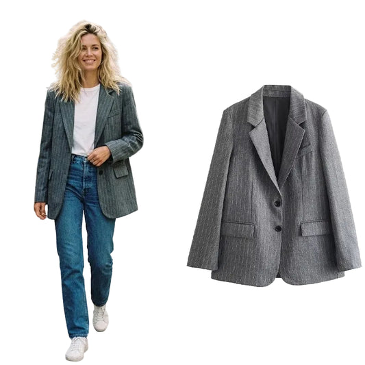 VALORIA | Women’s Striped Single-Breasted Blazer