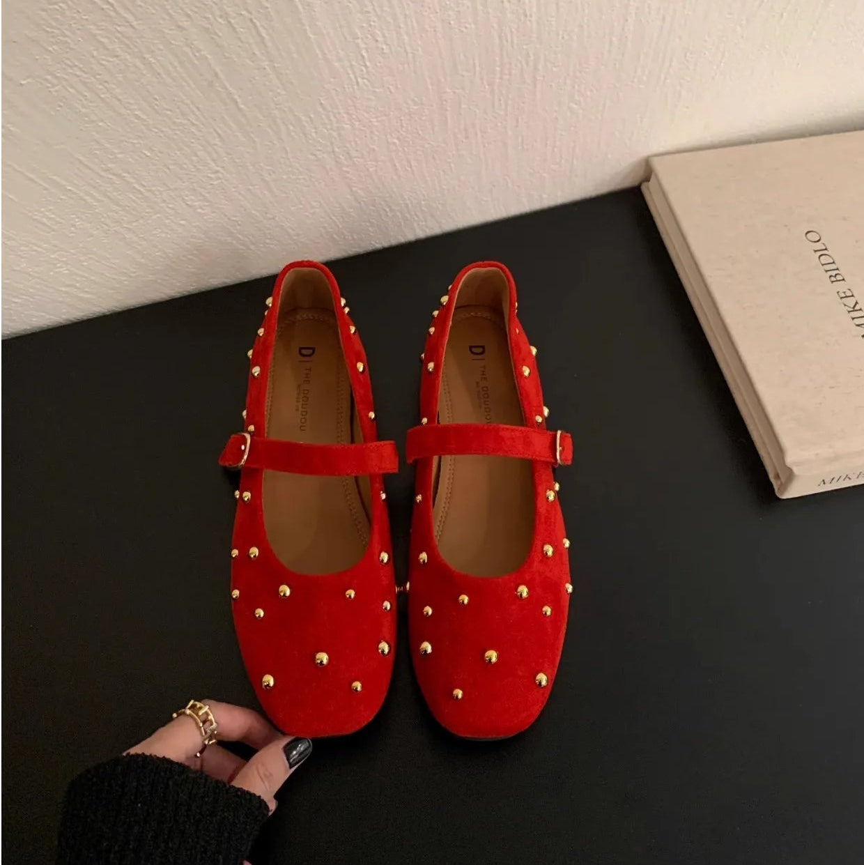 VALORIA | Women’s Suede Rivet Flats lightweight design with all-day comfort