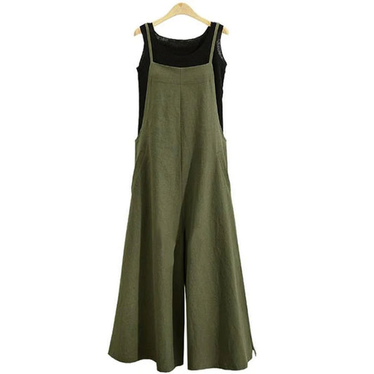 VALORIA | Women’s breathable cotton linen wide leg jumpsuit for summer wear