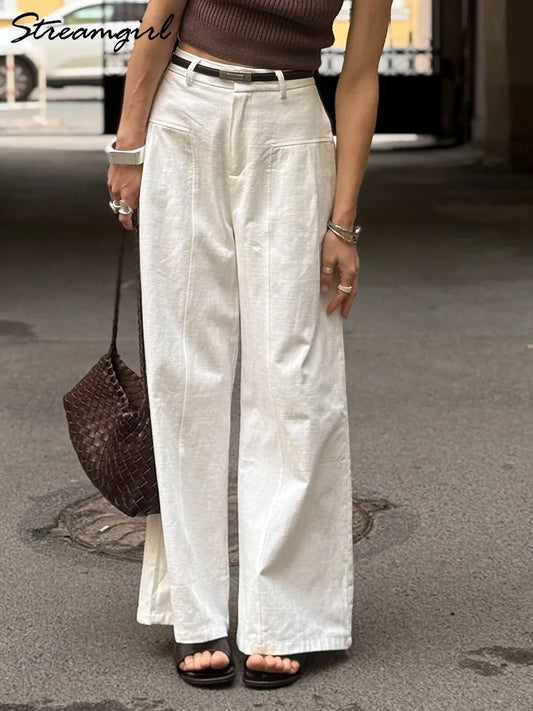 VALORIA | Women’s cotton linen wide leg pants breathable summer design