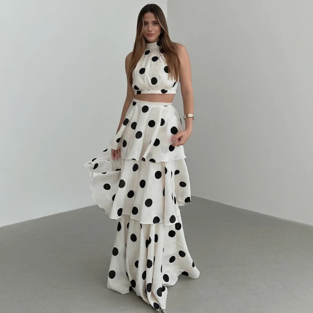 VALORIA | Women’s fashionable polka dot 2-piece dress set for brunch, holidays and casual occasions