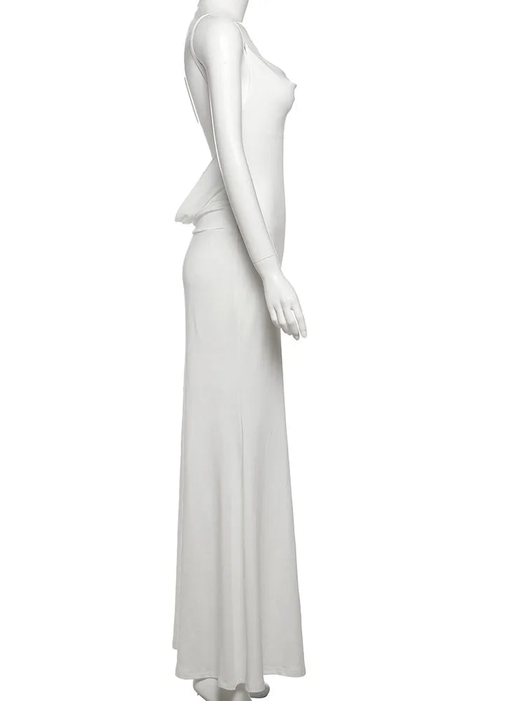 VALORIA | Women’s fashionable silky backless maxi dress for cocktail parties, vacations and formal events