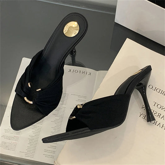 VALORIA | Women’s open toe heeled slides elegant summer style