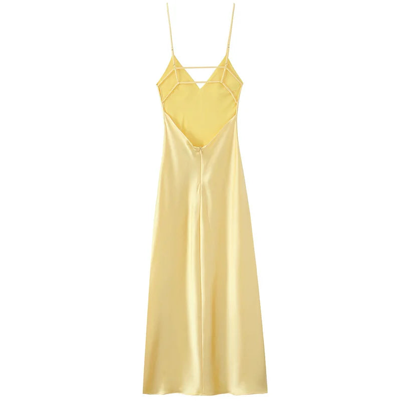 VALORIA | Women’s stylish satin slip maxi dress for weddings and evening occasions