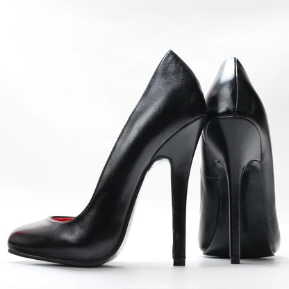 Black high-heeled shoes on a white background