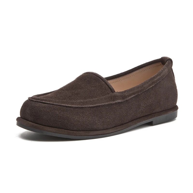 Brown loafer shoe on a white background