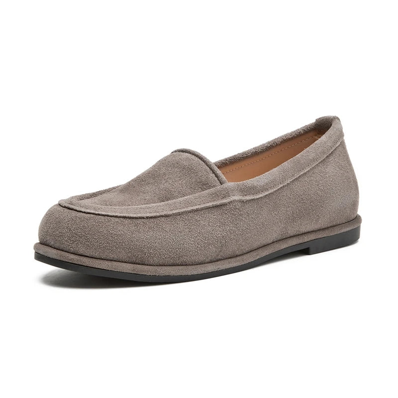 Gray loafer shoe on a white background