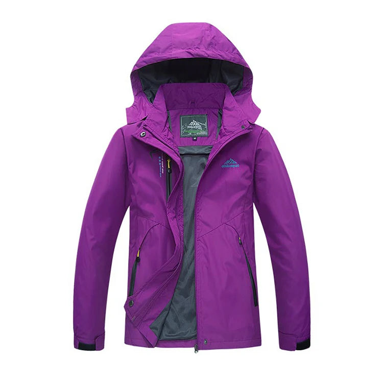 Purple jacket with a brand logo on a white background