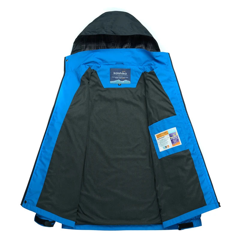 Black and blue jacket with a visible brand label on a white background