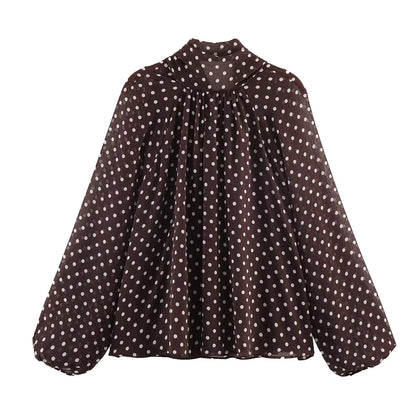 VALORIA | Women’s Polka Dot Slim Blouse