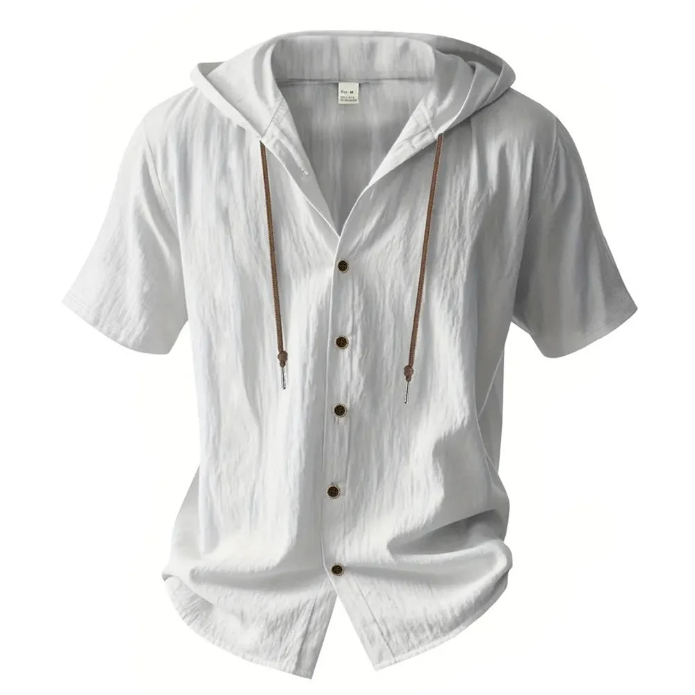 VALORIA | Men’s Cotton Linen Hooded Shirt