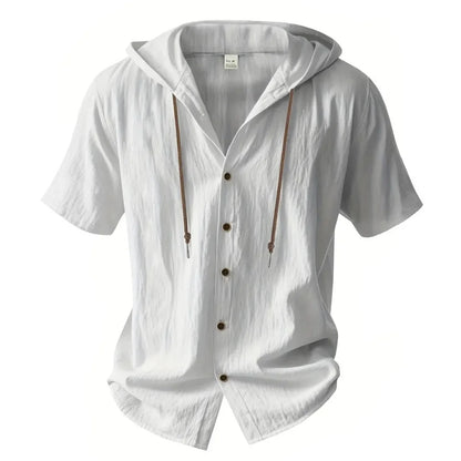 VALORIA | Men’s Cotton Linen Hooded Shirt