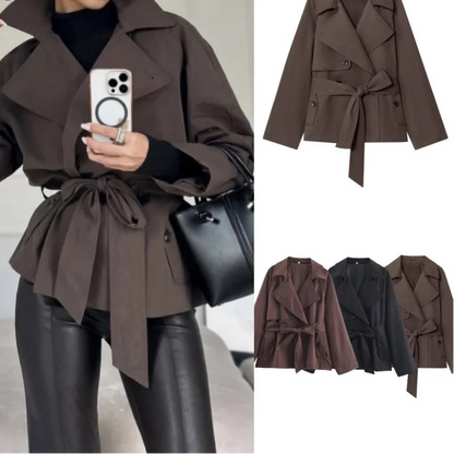 VALORIA | British Style Belted Trench Coat for Women