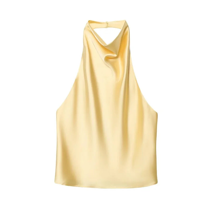 VALORIA | Elegant women’s satin halter cami top blending timeless style, luxury 