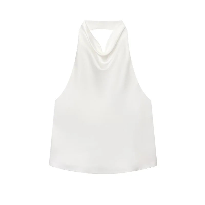 VALORIA | Elegant women’s satin halter cami top blending timeless style, luxury and modern fashion