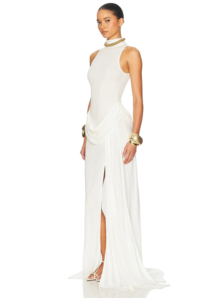 VALORIA | Fashionable off-shoulder split maxi dress chic formal outfit