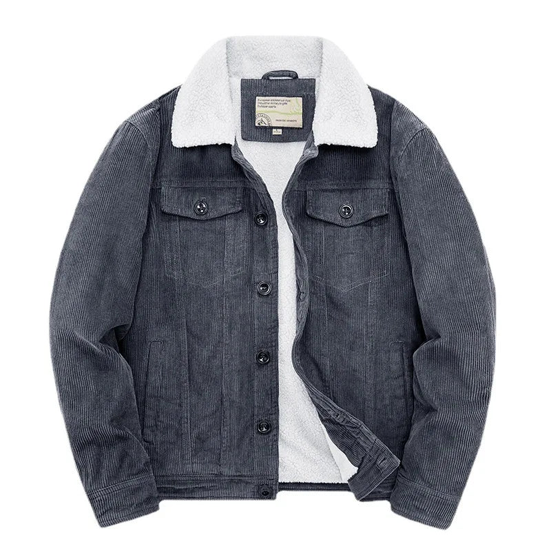 VALORIA | Men’s Corduroy Sherpa Lined Trucker Jacket back view