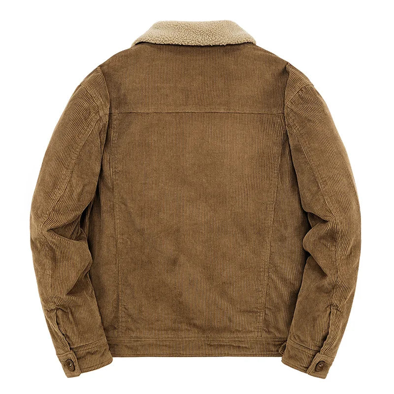 VALORIA | Men’s Corduroy Sherpa Lined Trucker Jacket front view