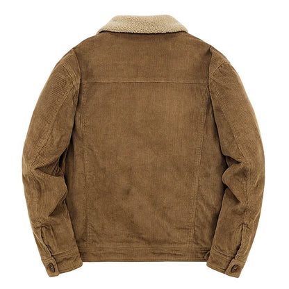 VALORIA | Men’s Corduroy Sherpa Lined Trucker Jacket front view