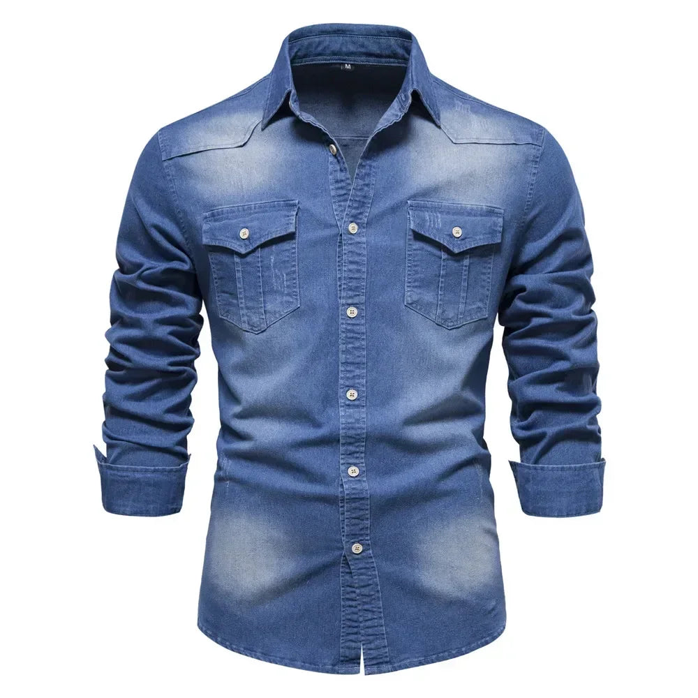 VALORIA | Men’s Cotton Denim Button Shirt