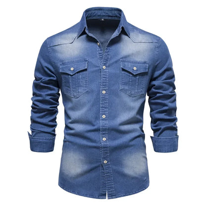VALORIA | Men’s Cotton Denim Button Shirt