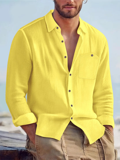 VALORIA | Men’s Cotton Hemp Pocket Shirt modern button-down design with breathable 