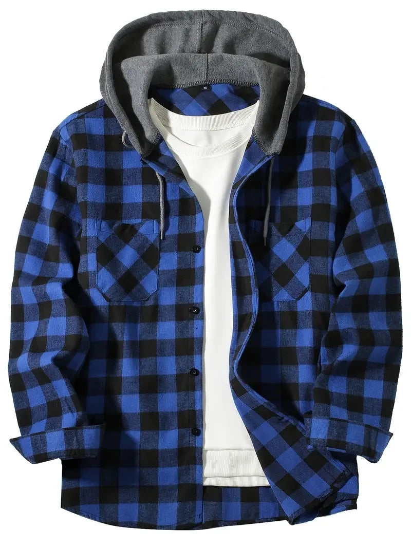 VALORIA | Men’s Hooded Plaid Shirt Jacket