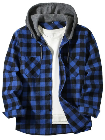 VALORIA | Men’s Hooded Plaid Shirt Jacket