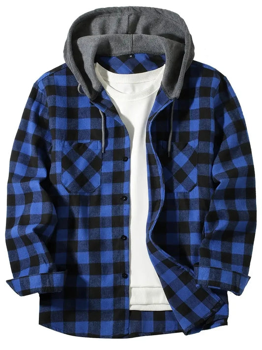 VALORIA | Men’s Hooded Plaid Shirt Jacket