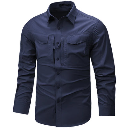 VALORIA | Men’s Long Sleeve Multi Pocket Shirt fashionable utility style for modern men's outfits