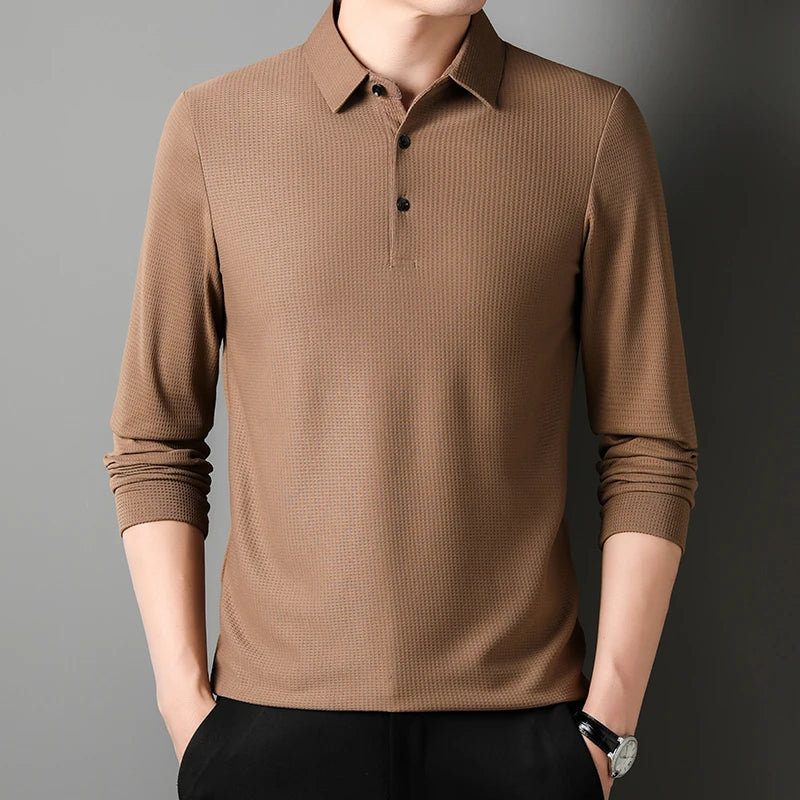 VALORIA | Men’s Long Sleeve Polo Shirt Button Collar