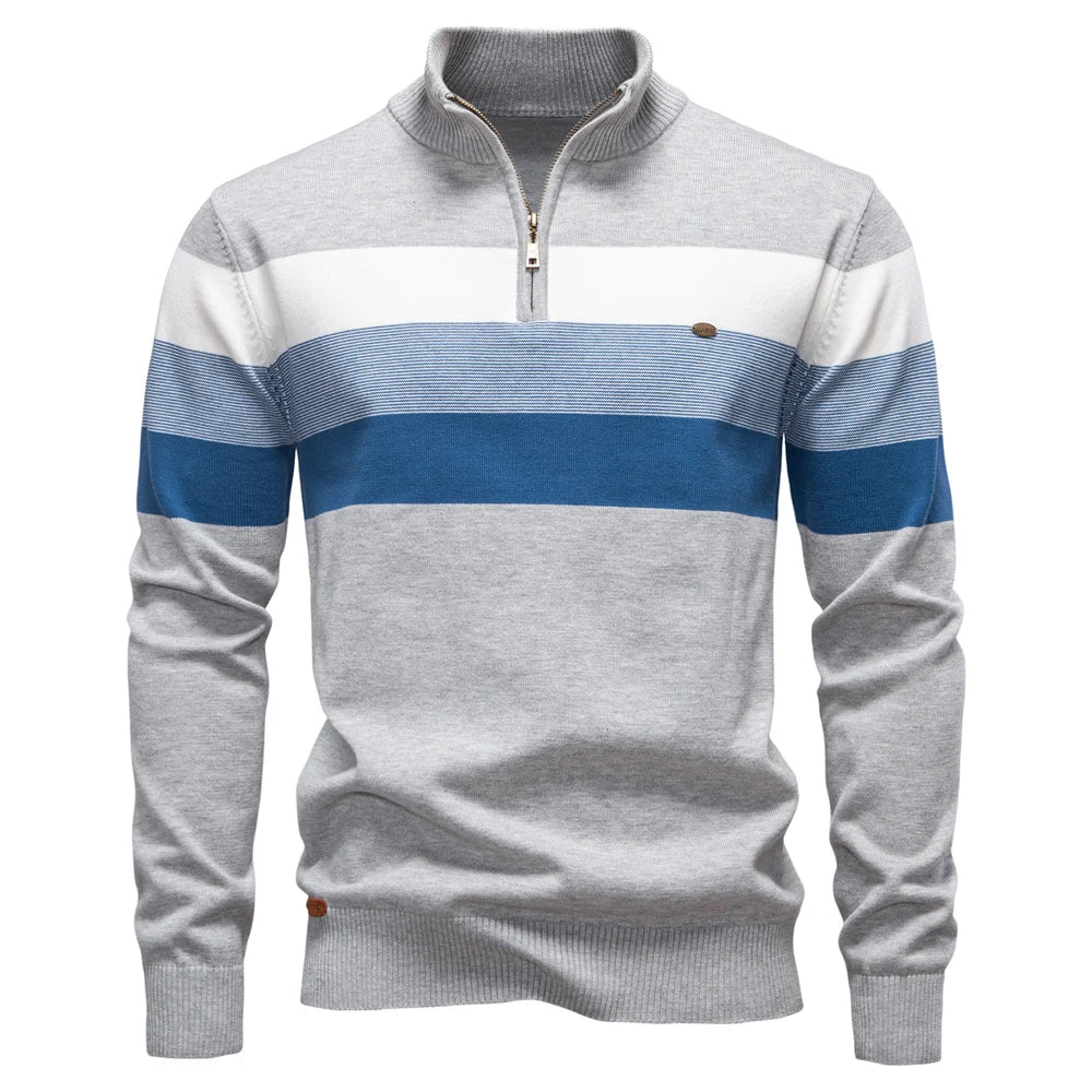 VALORIA | Men’s Mock Neck Sweater Stylish Patchwork 