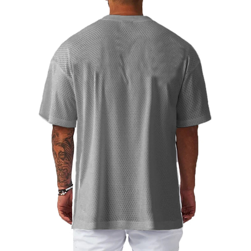 VALORIA | Men’s Oversized Quick-Dry Mesh Shirt breathable mesh construction for warm weather wear