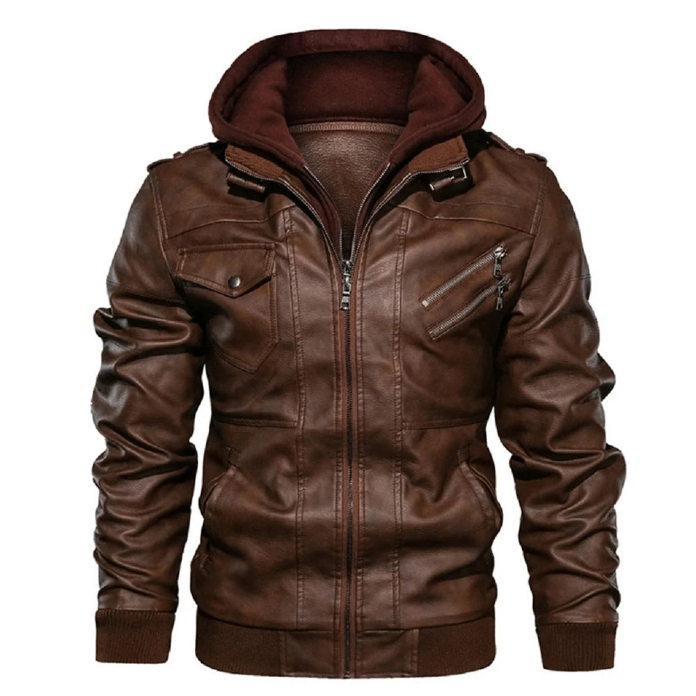 VALORIA | Men’s PU Leather Jacket back view