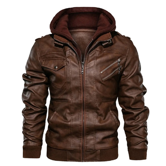 VALORIA | Men’s PU Leather Jacket back view