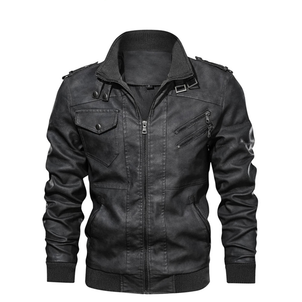 VALORIA | Men’s PU Leather Jacket front view