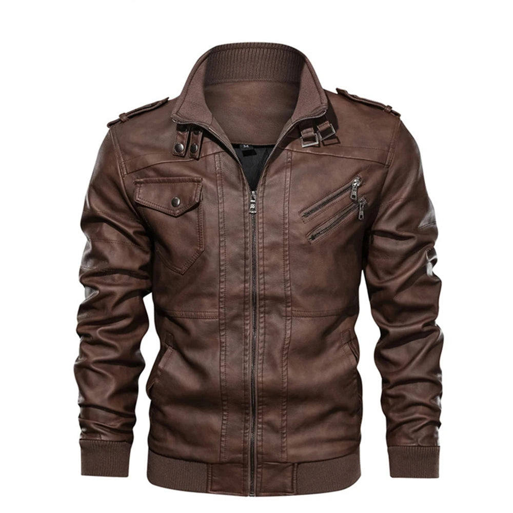 VALORIA | Men’s PU Leather Jacket side view