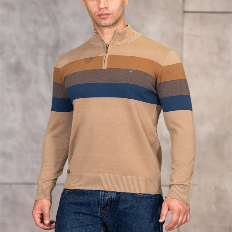 VALORIA | Men’s Patchwork Mock Neck Sweater
