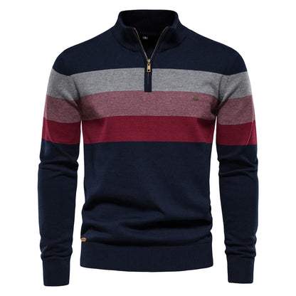 VALORIA | Men’s Patchwork Mock Neck Sweater for Everyday Wear