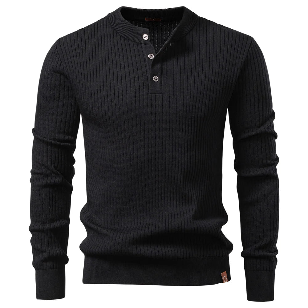 VALORIA | Men’s Ribbed Stripe Polo Shirt button placket