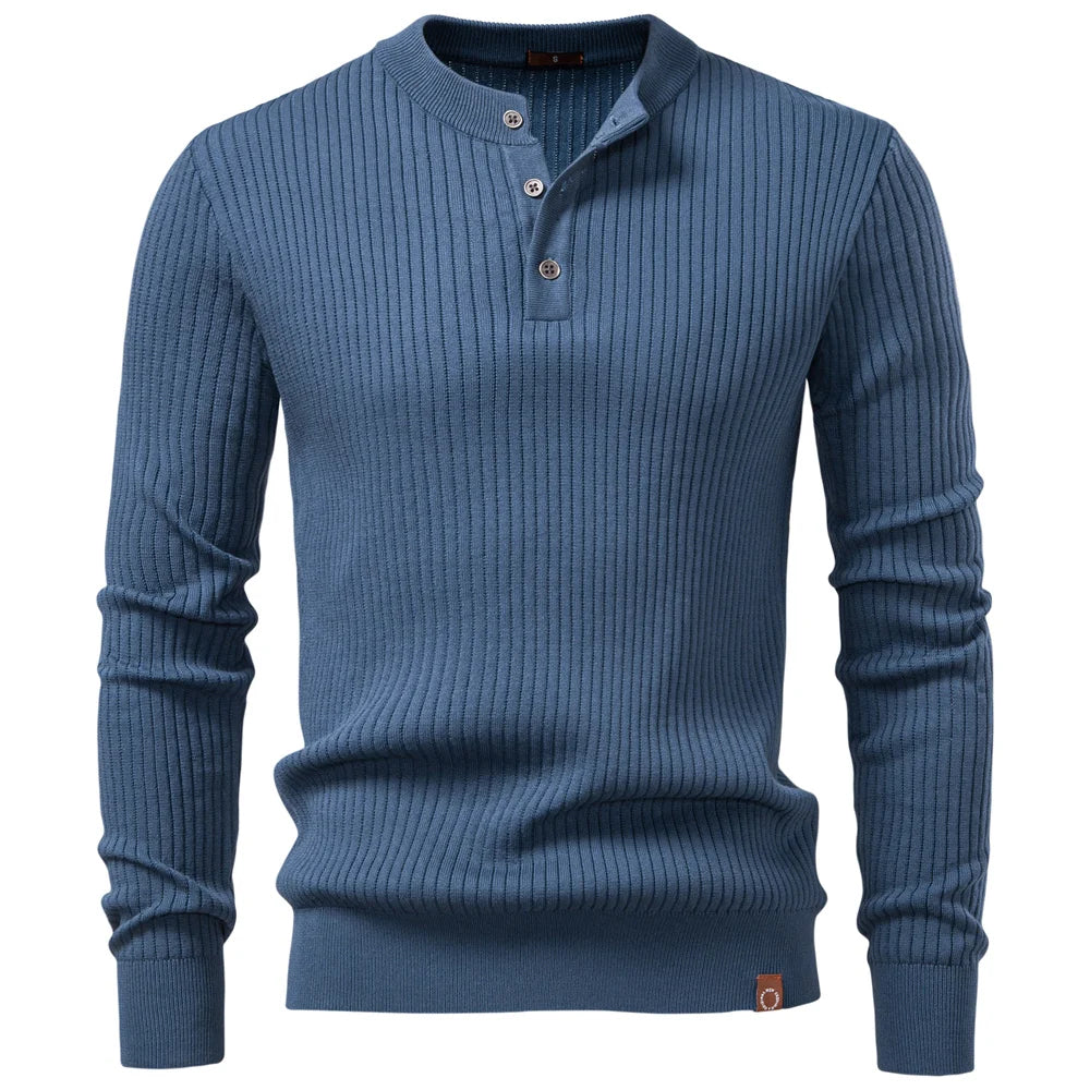VALORIA | Men’s Ribbed Stripe Polo Shirt long sleeve style