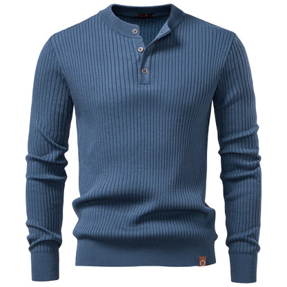 VALORIA | Men’s Ribbed Stripe Polo Shirt long sleeve style