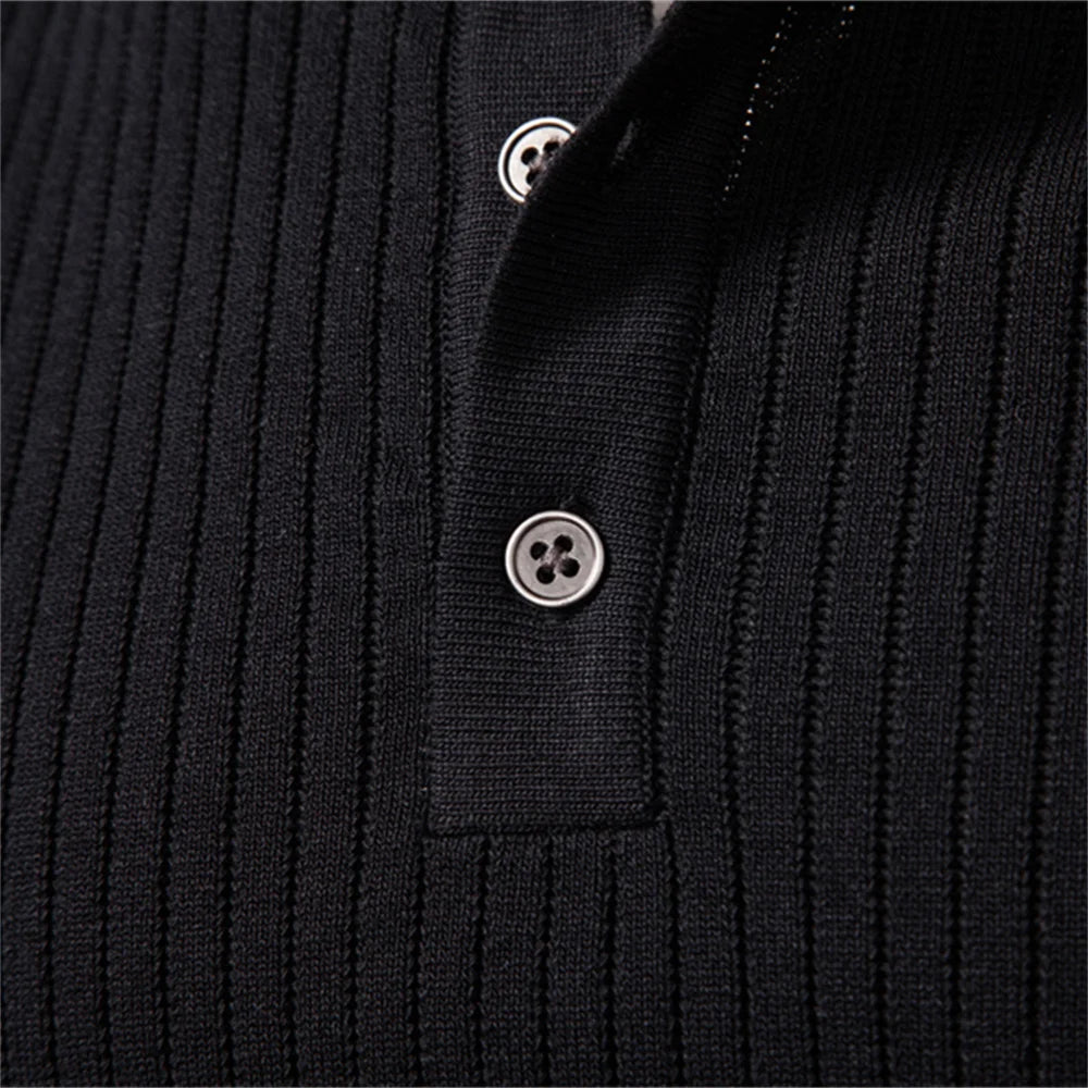 VALORIA | Men’s Ribbed Stripe Polo Shirt ribbed fabric