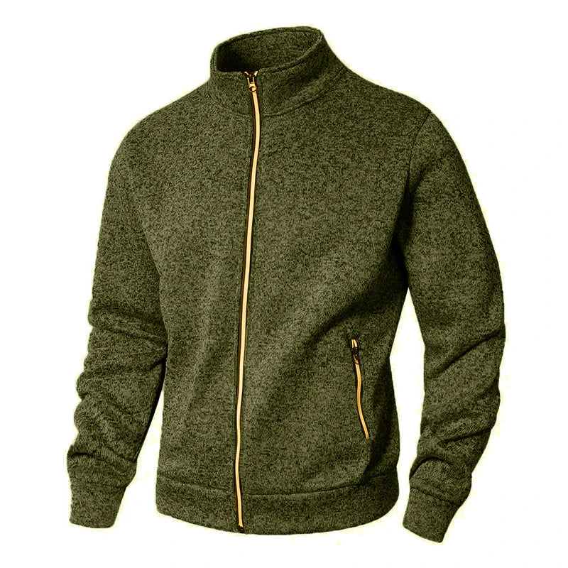 VALORIA | Men’s Stand Collar Zip Cardigan back view