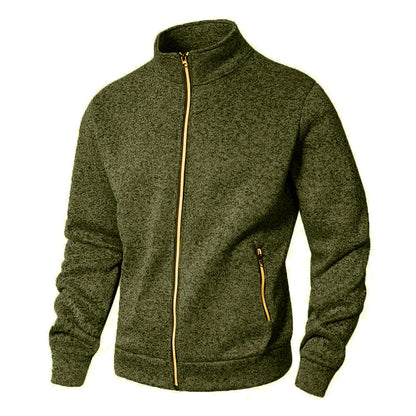 VALORIA | Men’s Stand Collar Zip Cardigan back view