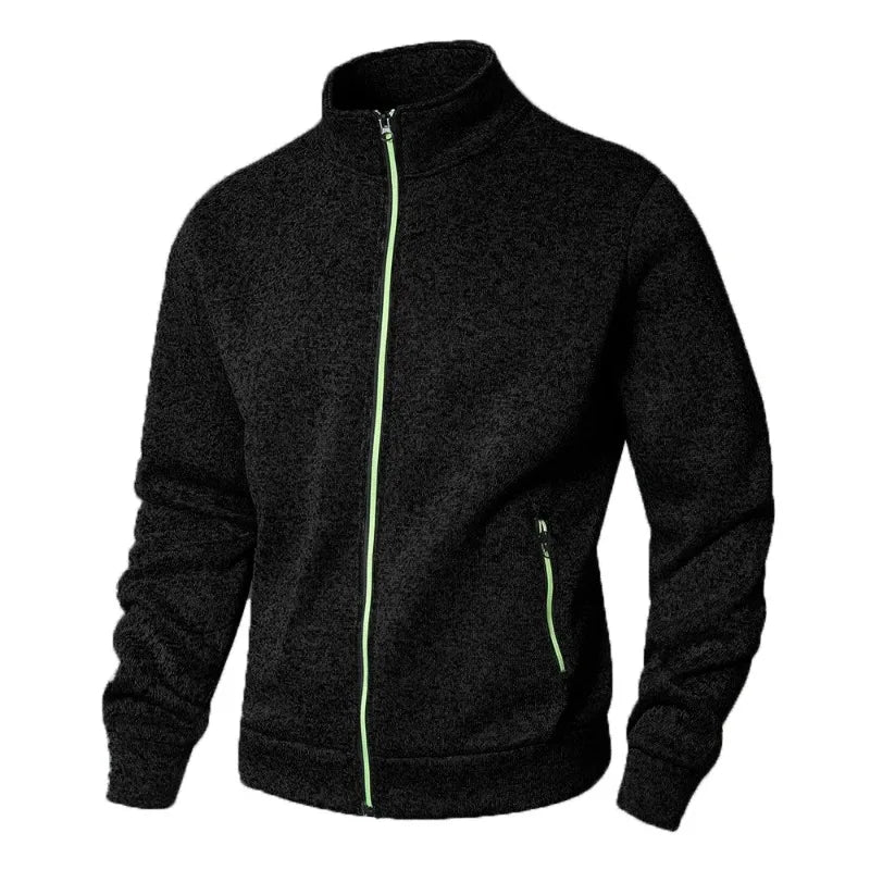 VALORIA | Men’s Stand Collar Zip Cardigan front view