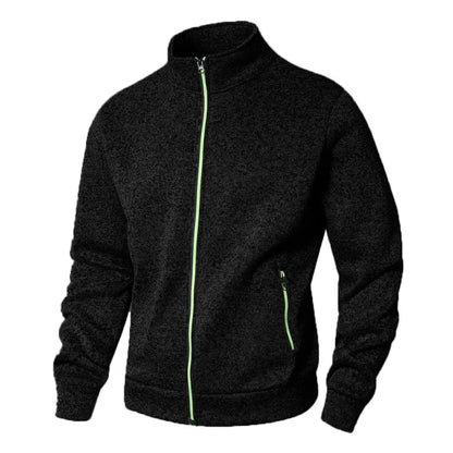 VALORIA | Men’s Stand Collar Zip Cardigan front view