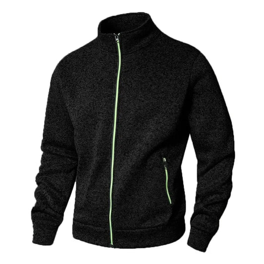 VALORIA | Men’s Stand Collar Zip Cardigan front view
