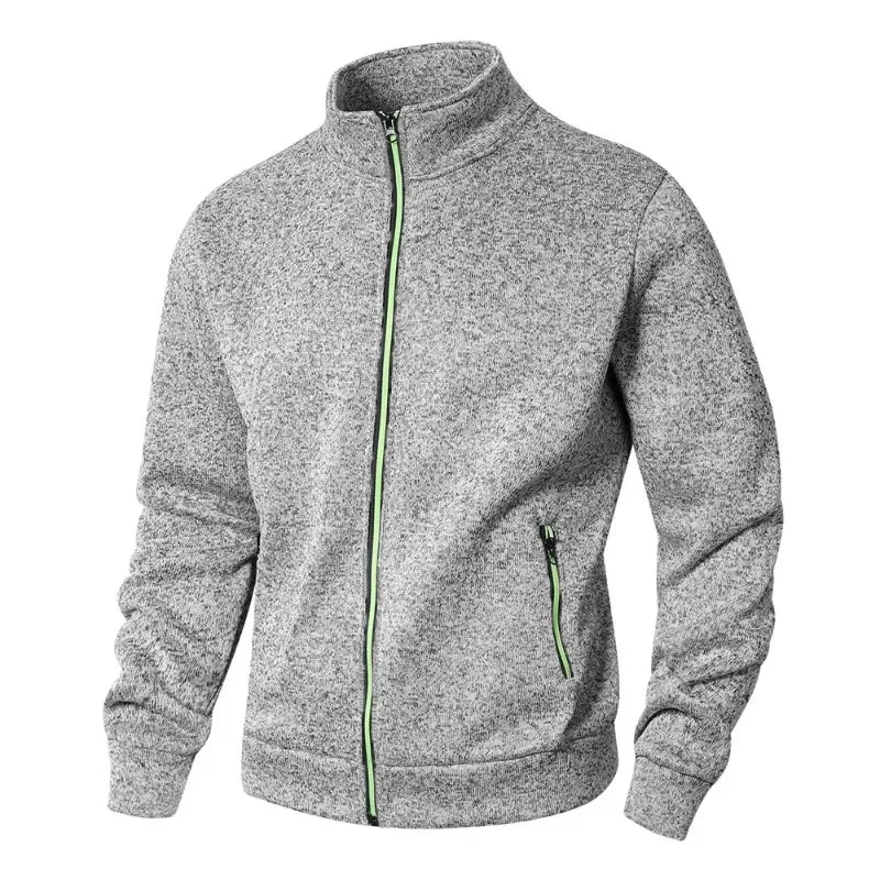 VALORIA | Men’s Stand Collar Zip Cardigan side view